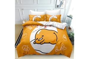 SSPENT Duvet Cover Gudetama SetPrinted Quilt Cover Bedding Duvet Cover with Zipper Closure for Boys Girls Bedroom