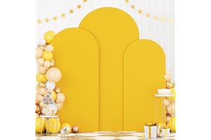 FOTSHARER Gold Wedding Arch Cover Set of 3 Arch Cover Backdrop Fabric 4FT 5FT 6FT Spandex Round Top Arch Covers for Bolloon Arch Stand Covers Frame Arch Backdrop Cover Set for Baby Shower Parties