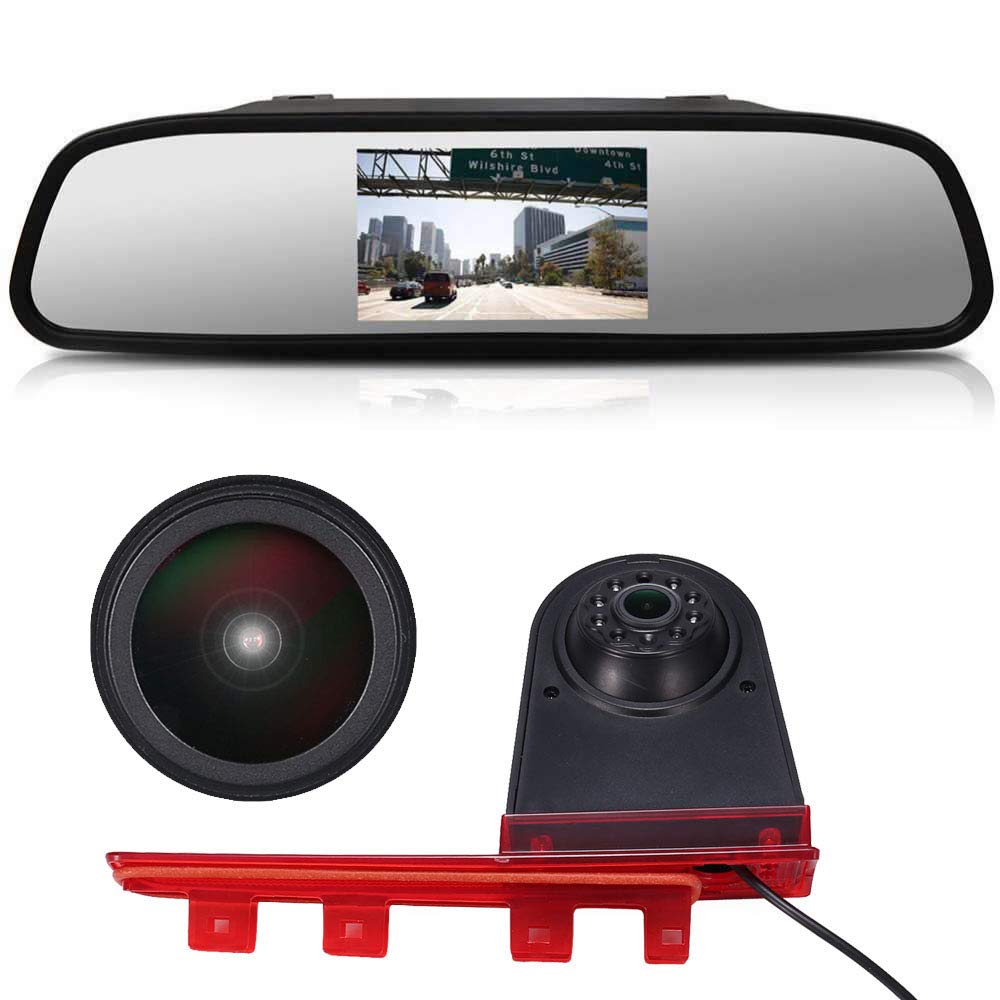 HD IP68 1280Pixels Auto Brake Light Roof Rear View Reversing Backup Camera Parking Aids System with Angle Adjustable Compatible with V W T5 Multivan T6 Caravelle Transporter Business SUV