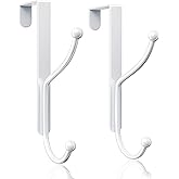 Over Door Hook 2-Pack, Heavy Duty Door Hanger, Fits Interior Doors 1.4 Inches Thick, Organize Coats, Hats, Towels, and Bags f