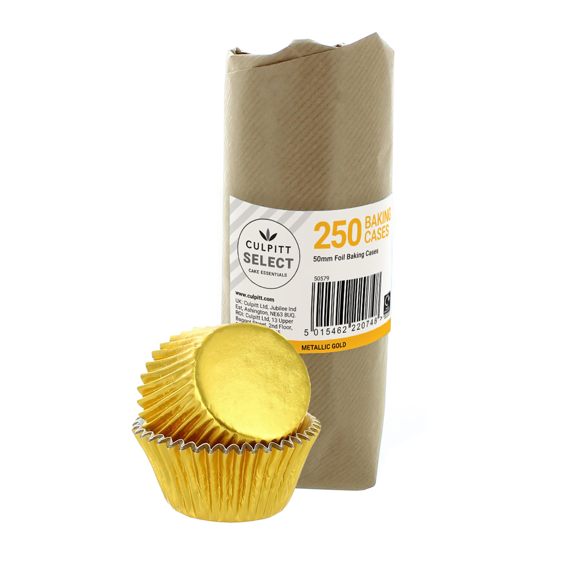 Culpitt Select Gold Baking Cases, Premium Foil Baking Cups, 50mm Cupcake Cases - Extra Large Pack of 250