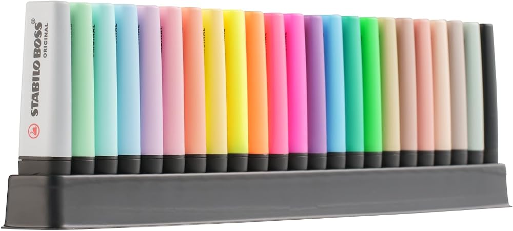 STABILO BOSS ORIGINAL Highlighter Deskset 23 Neon Pastel NatureCOLORS Black