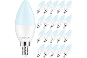 DEGNJU 20 Pack LED Candelabra Bulbs 60 Watt Equivalent, E12 LED Bulb Daylight 5000K, Type b Light Bulb, LED Chandelier Bulbs 5.5W, Candelabra Base Bulbs 120V, B11 Candle Light Bulb, Non-Dimmable