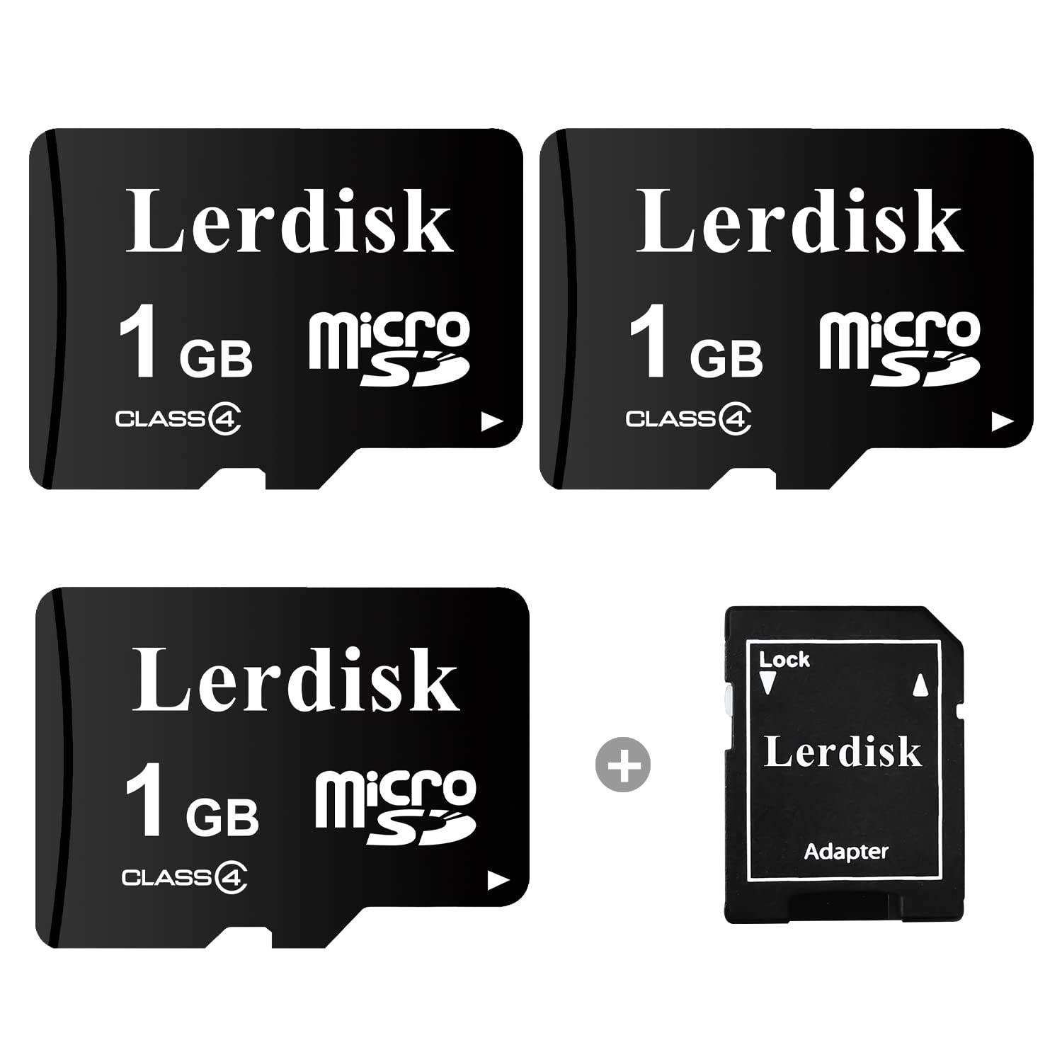 Photo 1 of Lerdisk Factory Wholesale Micro SD Card 1GB Pack of 3 in Bulk MicroSD with Adapter Produced by Authorized Licencee (1GB)
