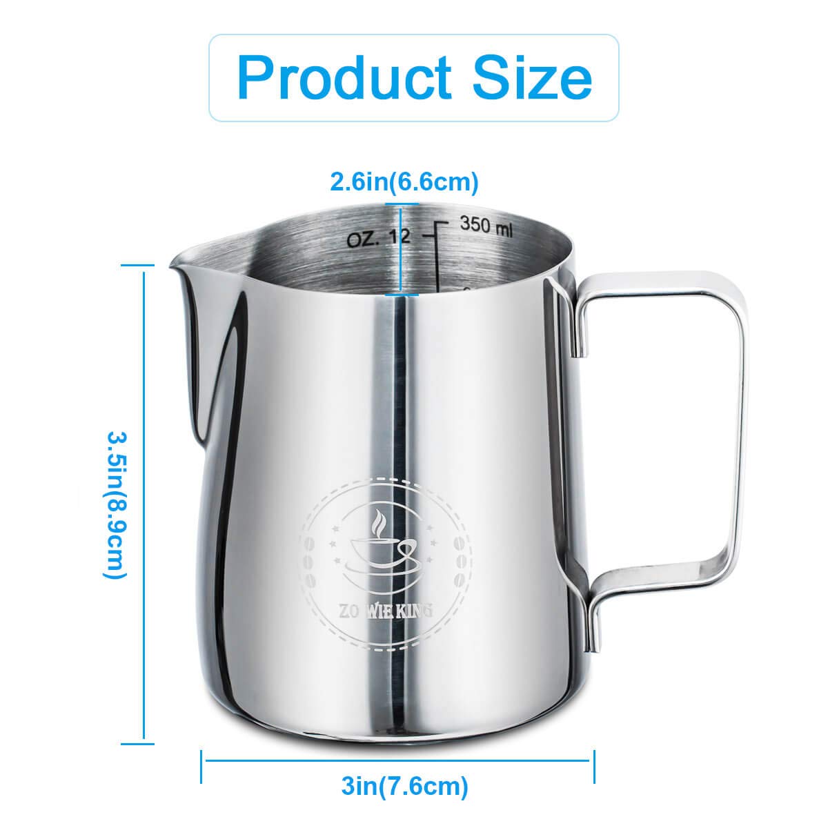 Milk Frothing Pitcher 12oz, Espresso Steaming Pitchers 350ml, Frother cup, Coffee Cappuccino Latte Art,304 Stainless Steel Jug with Decorating Art Pen