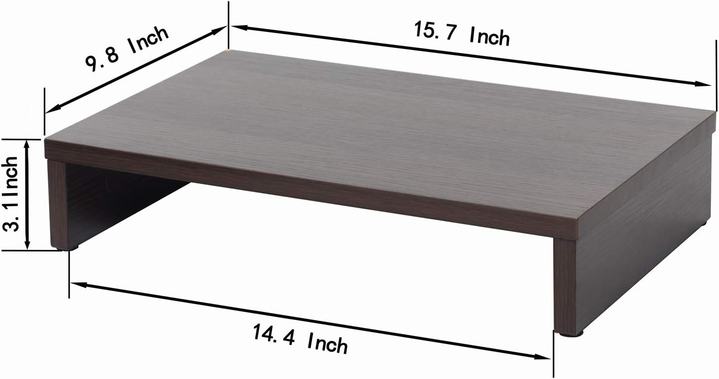 Bestier Monitor Stand Riser Wood Monitor Riser PC Stand Shelf for Desk Monitor/TV Stand Desktop Laptop Stand Wooden Desk Riser P2 Wood (Brown) : Office Products