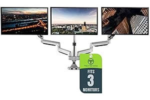 TechOrbits Triple Monitor Mount - Universal Desk Mount Arms for 13 to 30 Inch Computer Screen - Adjustable 3 Monitor Arm Stan
