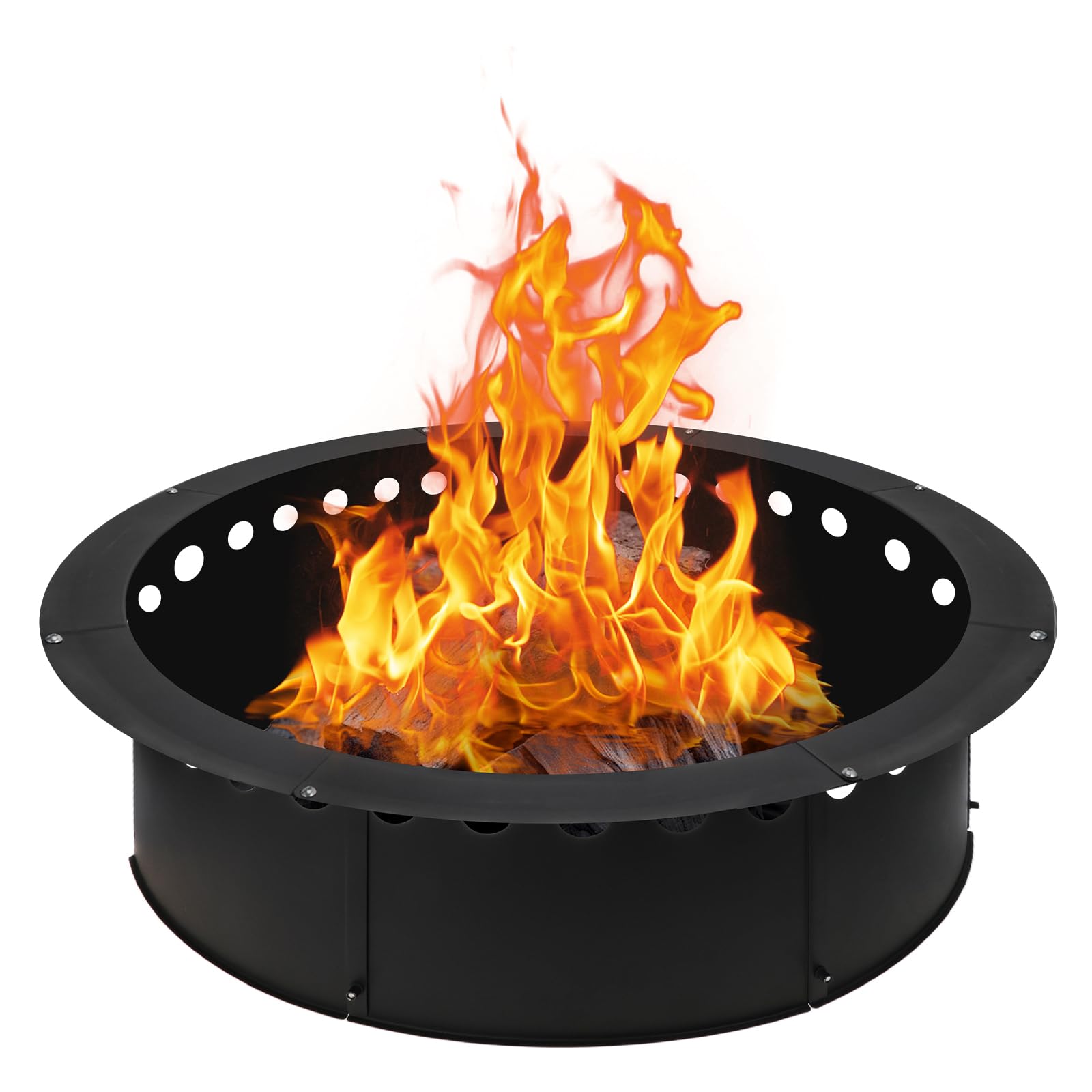 Photo 1 of Baitedelai Outdoor Smokeless Fire Pit Ring 34 Inch Outer/30 Inch Inner Diameter, Heavy Duty Metal Round Liner Insert for Outside DIY Campfire or Bonfire Ring, Above or In Ground Use