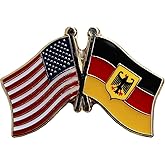 USA and Germany (Eagle) Flag Die-struck Metal Friendship Lapel Pin with Butterfly Clasp, Approximate Size .5" x 1"