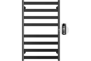Poloma Paraheeter Electric Towel Warmer Rack for Bathrooms, Heated Towel Rack Heater, Black Square AY1003.