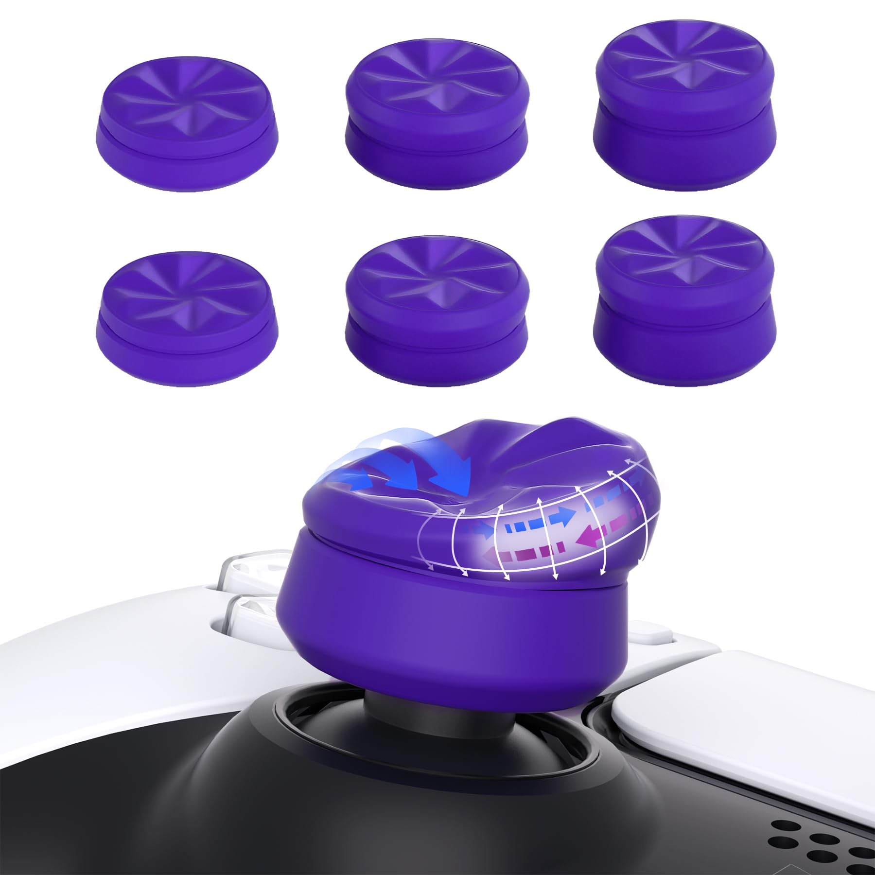 PlayVital 3 Height Hurricane Thumbs Cushion Caps Thumb Grips for ps5, for ps4, Thumbstick Grip for Xbox Core Wireless Controller for Xbox One, Elite Series 2, for Switch Pro - Purple