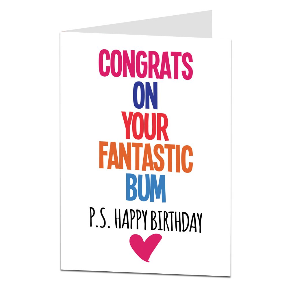 Funny Rude Birthday Card for Wife Girlfriend Fantastic Bum!