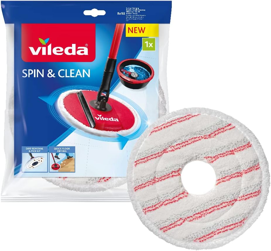 Vileda Spin and Clean Mop Refill White 1 Count Official Microfibre