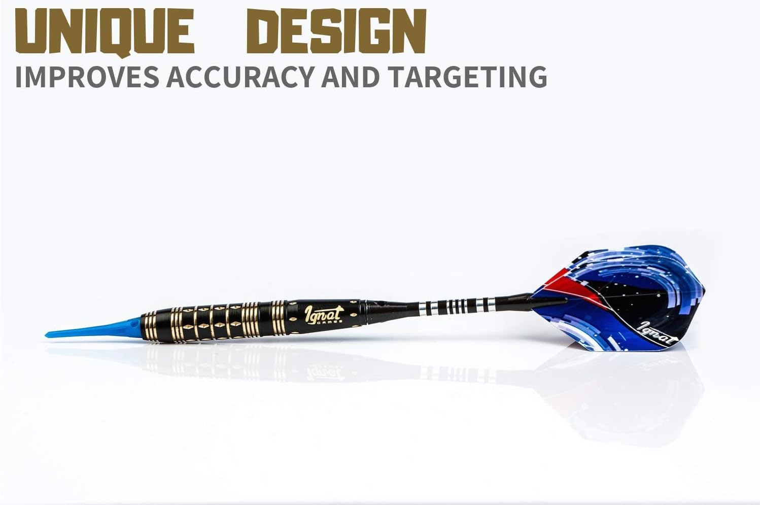 IgnatGames Plastic Tip Darts Set - Soft Tip Darts for Electronic Dart Board - Aluminum Shafts with O'rings, Extra Tips and Extra Flights + Dart Wrench + Innovative Case (20g Frozen Thunderbolt) : Sports & Outdoors