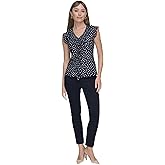 Tommy Hilfiger Women's Sleeveless Mix Media Ruffle Front Blouse
