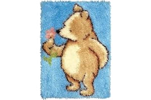 clubevy Kits Latch Hook Rug Kits Bear Carpet Embroidery Latch Hook Rug Needlework DIY Rugs Hook Point Cactus, 20x15 Inches