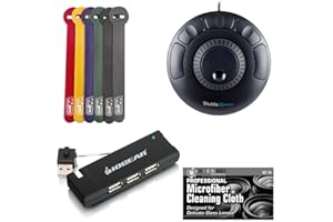 THE IMAGING WORLD Contour Shuttle Xpress NLE Multimedia Controller with 5 Programmable Buttons - Mac and Windows Compatible Bundle with USB Type-A Hub with 4 USB Ports, and 5-Pack of Reusable Cable Ties