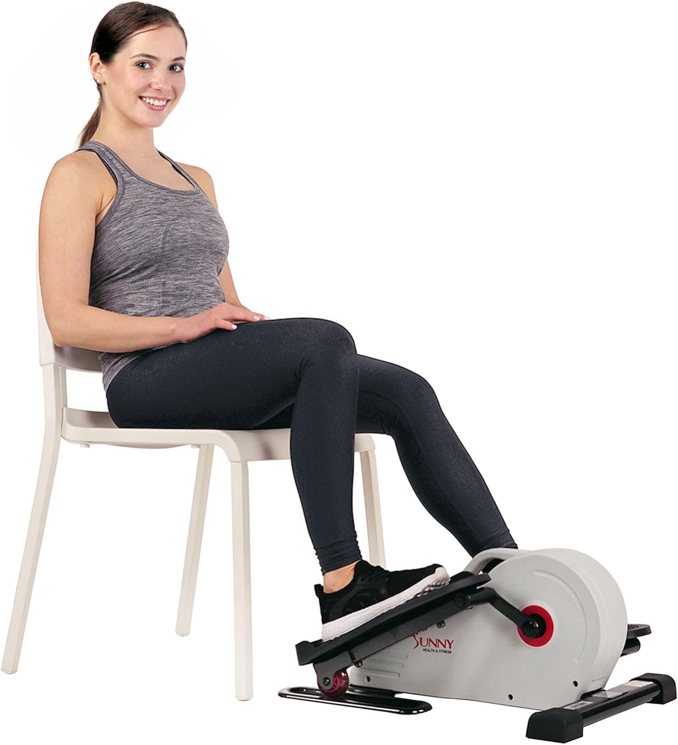 Sunny Health and Fitness Magnetic Under Desk Elliptical Peddler, Portable Mini with Resistance, LCD Monitor, Foot & Leg Pedal Exerciser, Home Gym Equipment, SF-E3872