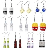 Mixed Acrylic Bottle Earrings Set, Funny Statement Dangle Drop Resin Water Bottle Pendant Earrings, Fashion Unique Personalized Bohemian Hoop Earring Jewelry Gift for Women