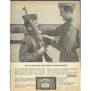 How to earn your Boy Scout Merit Badge in marksmanship Daisy BB Gun ad 1963