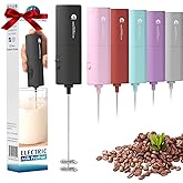 Powerful Milk Frother with Self-Stand Design, Handheld Foam Maker Mini Whisk Drink Mixer for Coffee, Cappuccino, Latte, Matcha, and Hot Chocolate