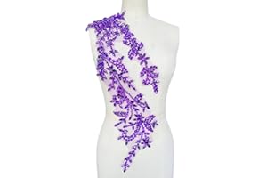 PLune Handmade Shining Acrylic Rhinestones on lace Applique Sewing Beads Stones Trim Patches Accessories for Wedding Dress (Purple Right)