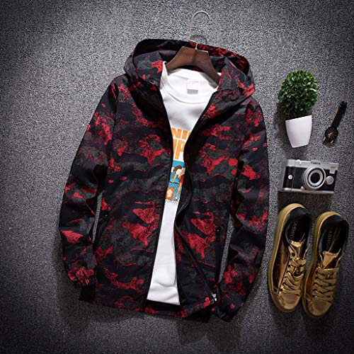 MIS1950s Camouflage Men's Hooded Lightweight Windbreaker Jacket Softshell Thin Coat Plus Size