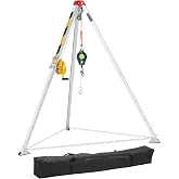 VEVOR Confined Space Tripod Kit, Heavy Duty Rescue Tripod Lifting Hoist 1200 lbs Winch, 4.1 ft Adjustable Legs, 65 ft Cable Portable Kit, 32.8 ft Fall Protection, 4.40-7.05 ft Working Height