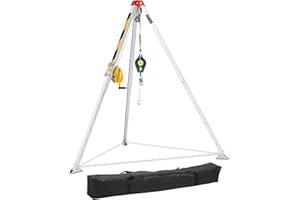 VEVOR Confined Space Tripod Kit, Heavy Duty Rescue Tripod Lifting Hoist 1200 lbs Winch, 4.1 ft Adjustable Legs, 98.5 ft Cable