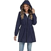 Hount Women's Waterproof Long Raincoats Lightweight Packable Rain Jackets with Hood Active Outdoor Breathable Raincoats