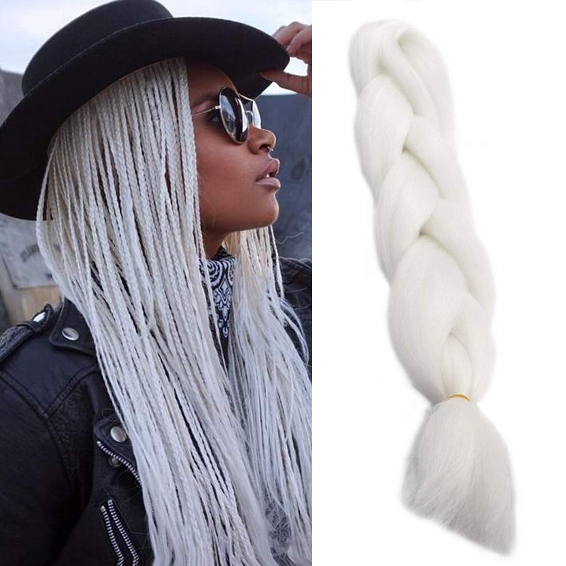 Buy F W 5pcs White 5 Pcs Black Color Jumbo Braids Hair