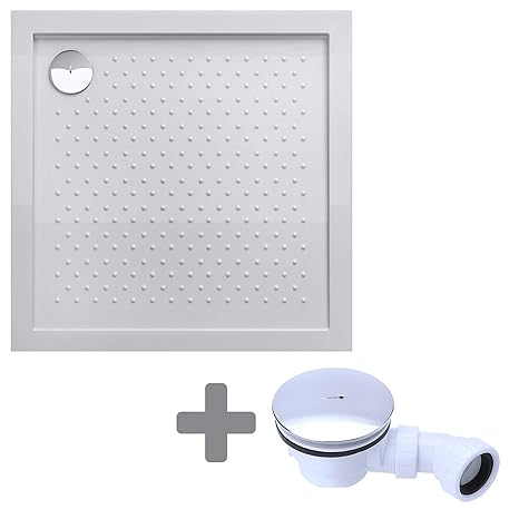 Antirutsch Duschwanne Duschtasse Lucia/Faro AR in weiß inkl. AL02, Form: Quadratisch, BTH: 90x90x4cm