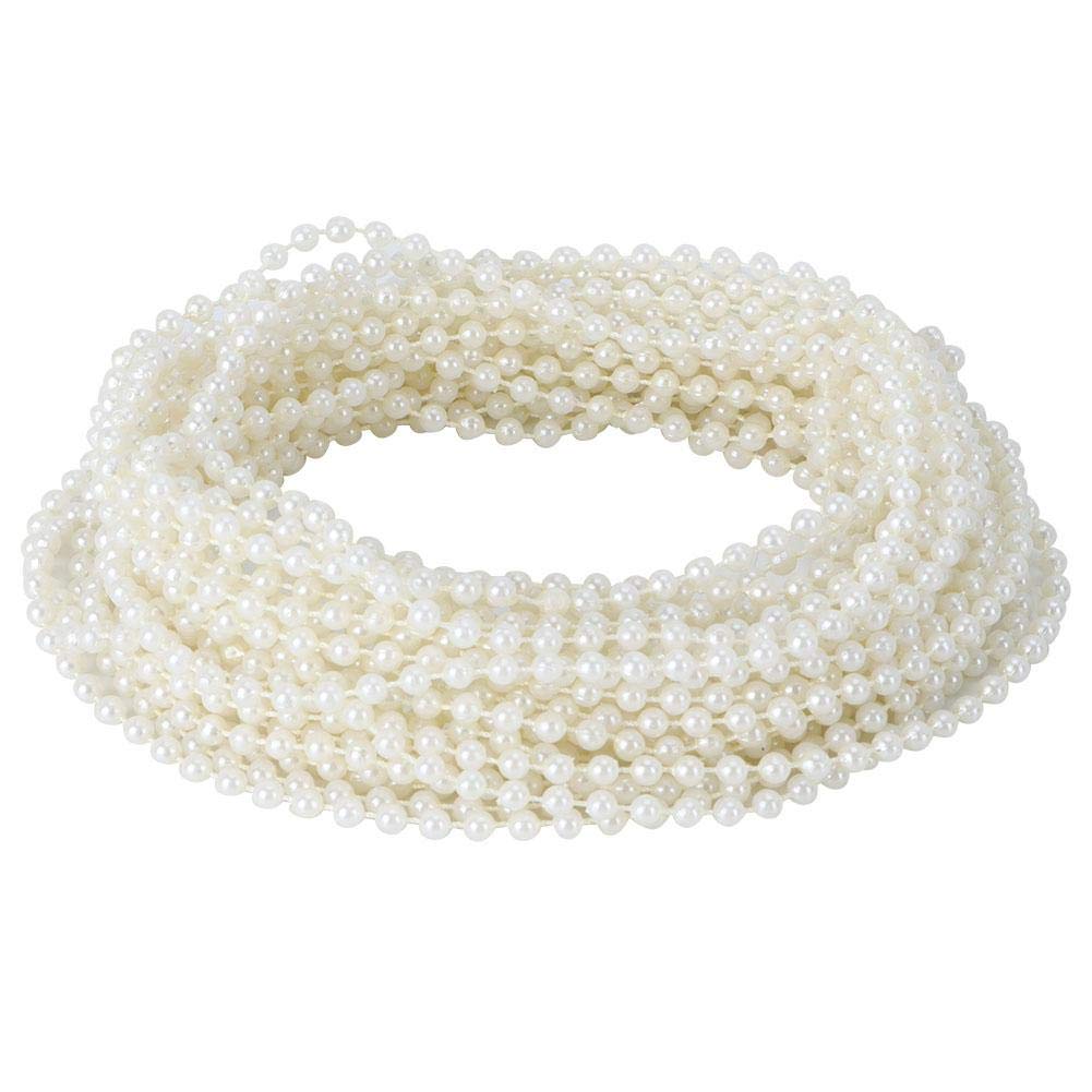 Pearl Bead String, 4mm Imitation Pearl Curtain Chain Grinding Pearl Wire Beads Garland String for Door Window Baby Shower Birthday Bridal Bouquet Decor, Beige 10m 32.8ft