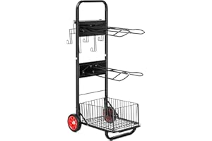 DaisyInner Rolling Saddle Cart with Wheel Saddle Rack Dolly Heavy Duty Horse Equipment Cart Foldable Horse Tack Cart for Storage Moving Organize Transport Supplies(Non Removable Saddle Rack)