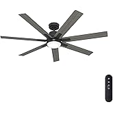 Hunter Fan 70 inch Matte Black Indoor Ceiling Fan with Light and Remote for Bedroom, Large Room/Great Room, Dining Room, Kitc