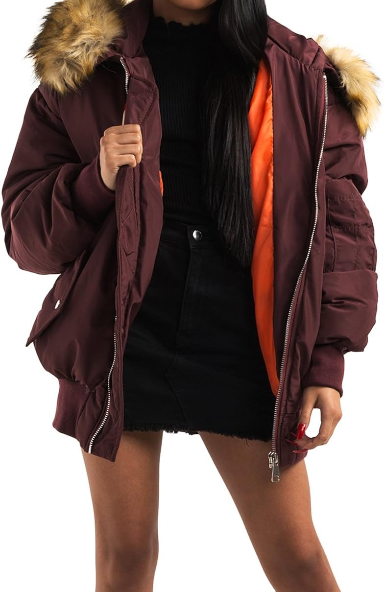 fluffy hood puffer jacket