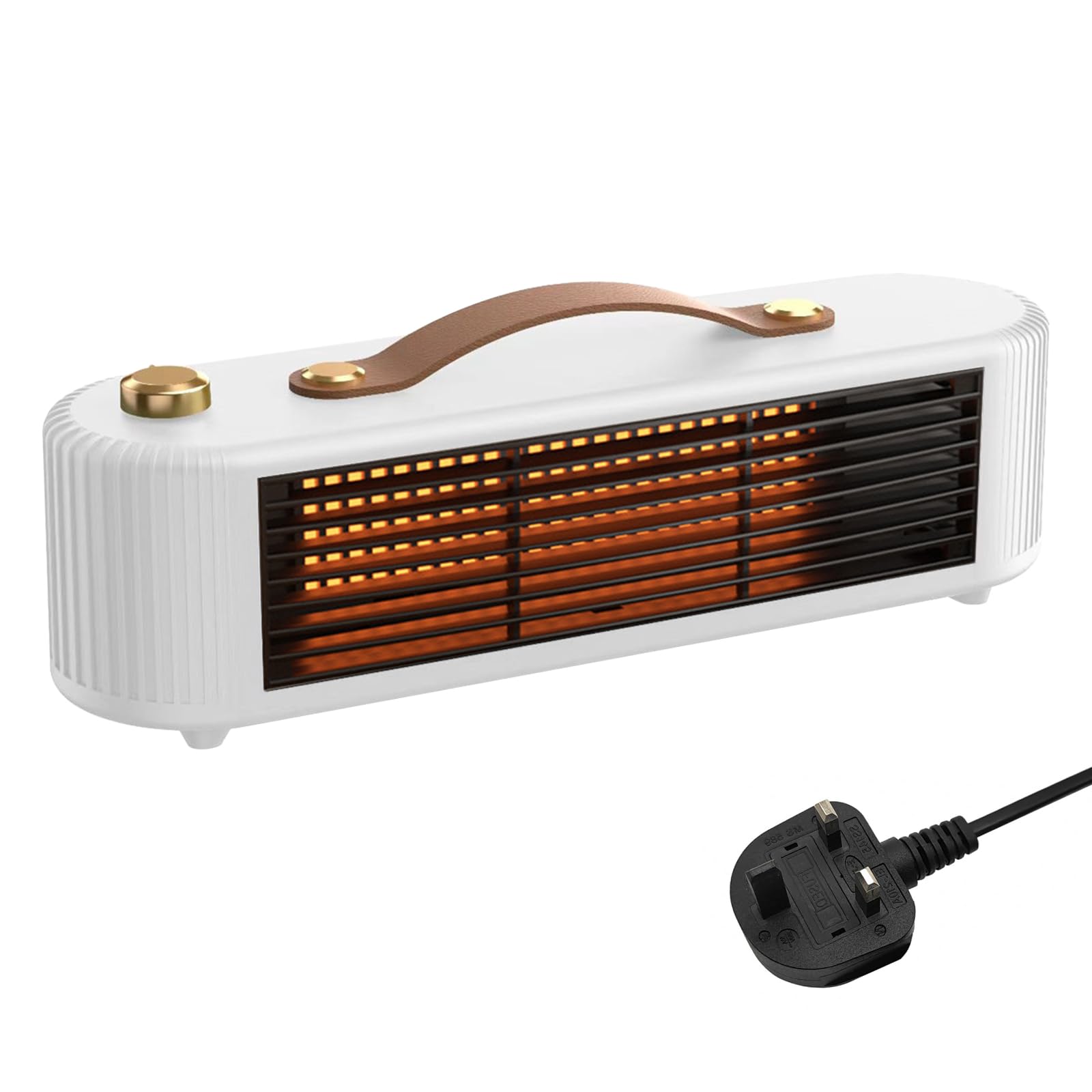 Small Electric Desktop Heater, 800W Fast Heating Ceramic Electric Heater, Portable PTC Space Heater with 2 Heat Settings for Home Desktop Office (White)