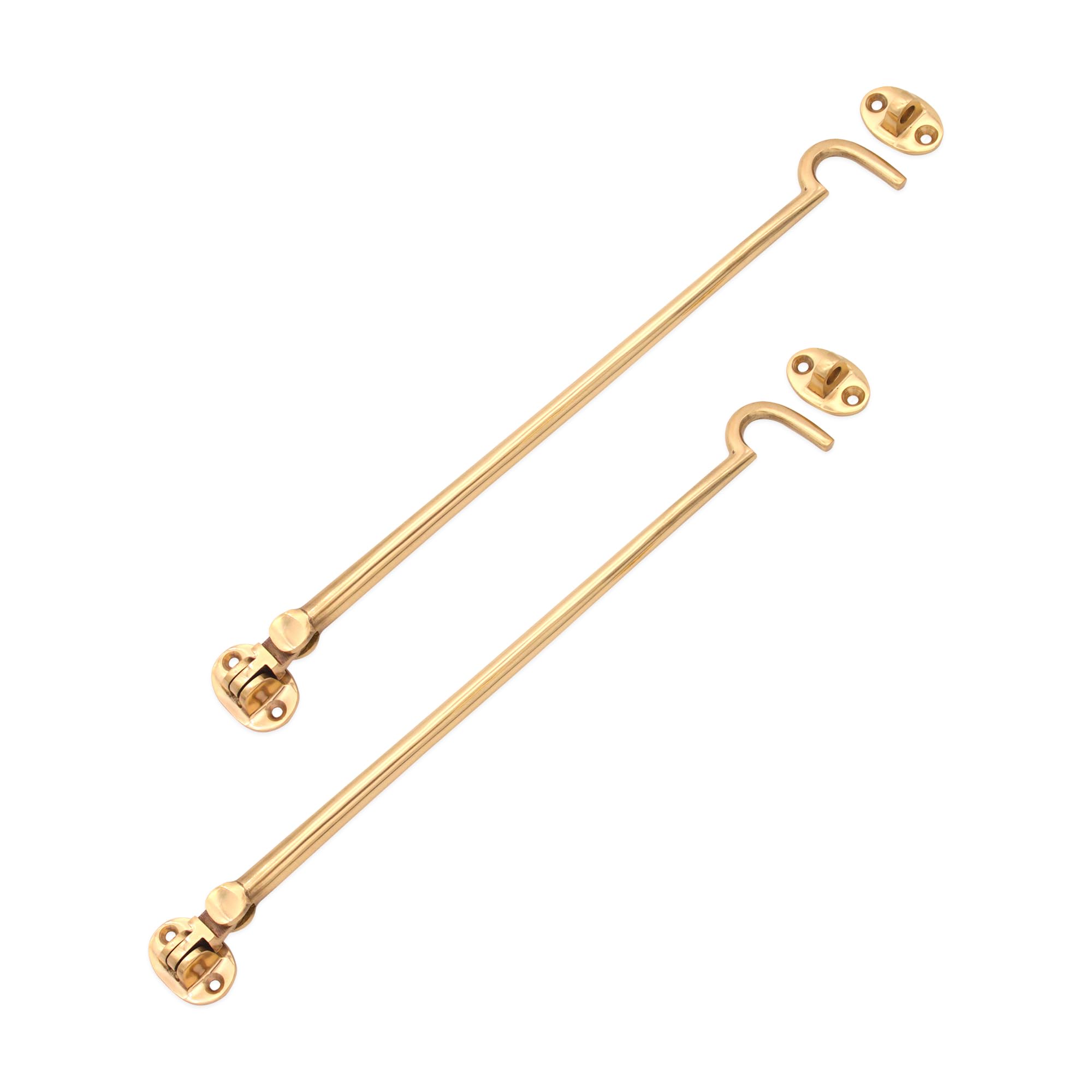 Infinity Decor® 12 inch,300mm Brass Cabin Hook & Eye Weatherproof Silent Door Swivel/Catch/Latch/Lock for Window, Garden, Garage, Gate etc.. in Polished Brass for Internal & External use- Pack of 2