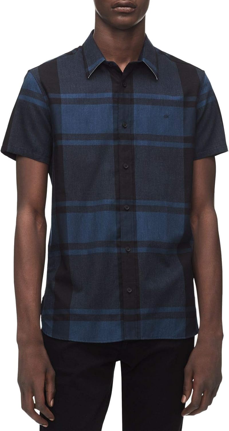 Calvin Klein Men's ShortSleeve Woven Button Down Check Shirt at Amazon