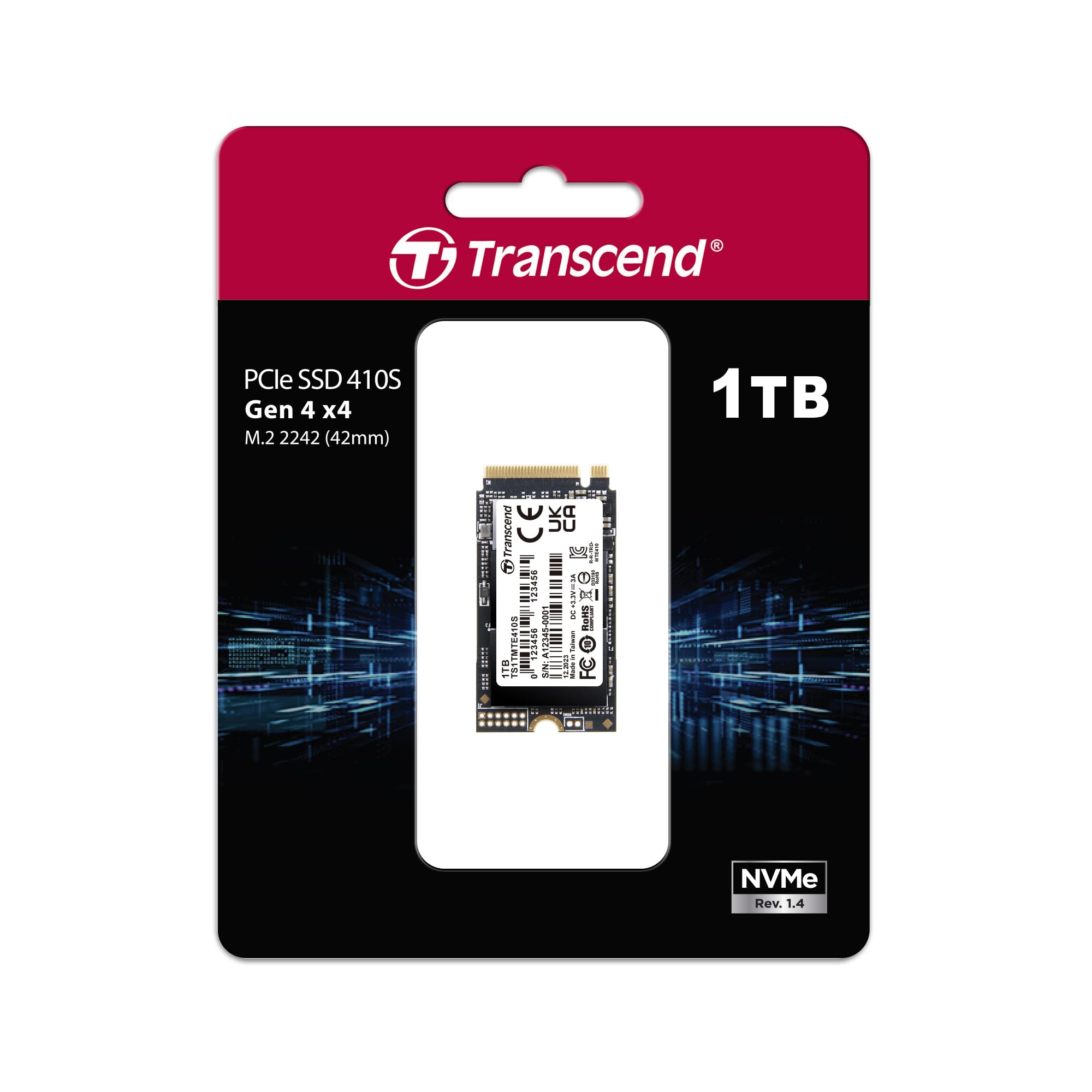 Transcend 1TB M.2 2242 SSD, Up to 5000MB/s, PCIe Gen4x4 NVMe 3D TLC, for Ultra-Thin Laptops, Lenovo ThinkPad, Yoga Gen 6, ASUS ExpertBook, ZenBook, Mini PC, DRAM-Less Design for Low Power Consumption