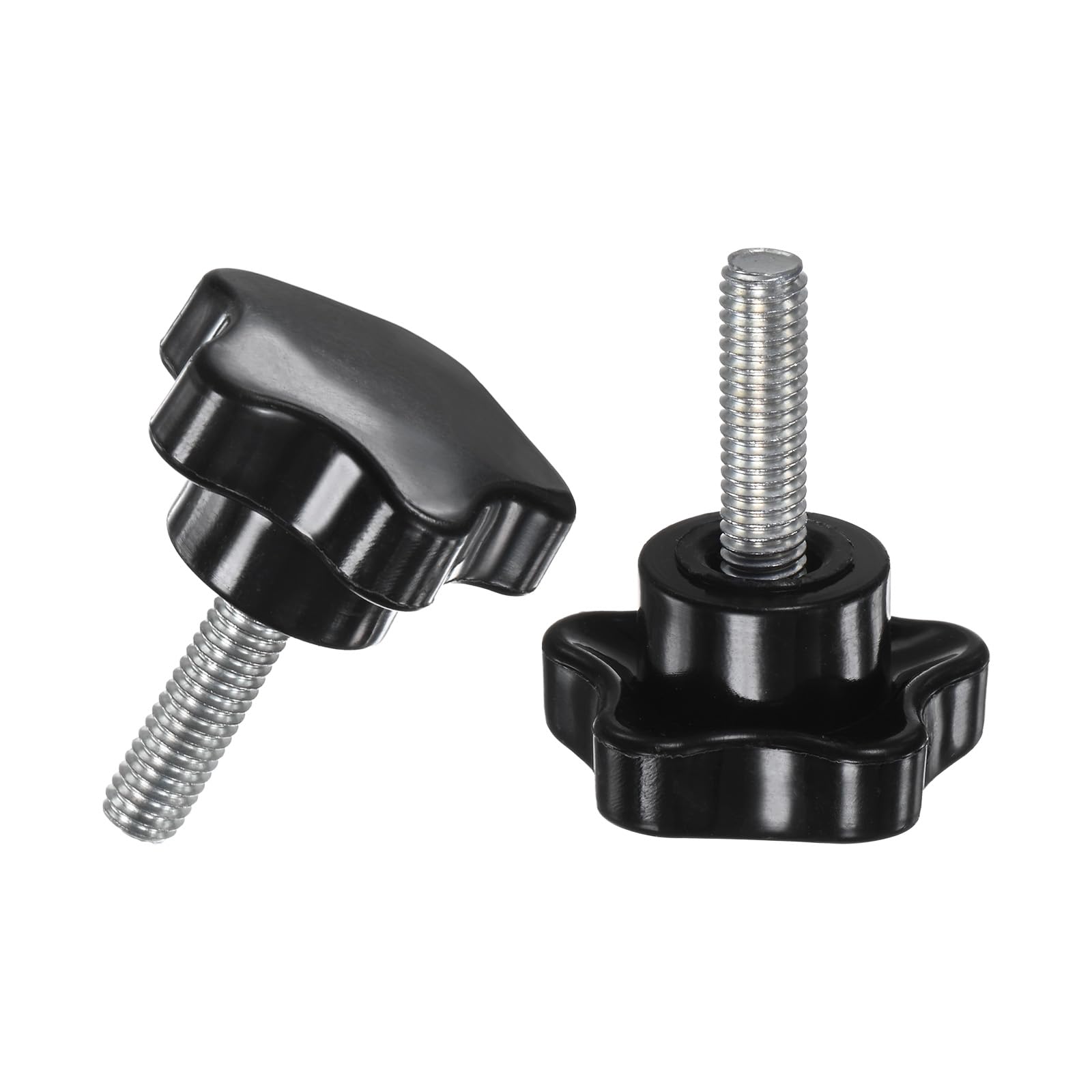 M METERXITY 2-Pack Star Clamping Knobs, M6x20mm Male Thread Hand Tightening Screw for Machinery/Electronic/Furniture/Umbrella Base, Machine Handle Replacement [31mm, Black]