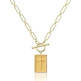 Freekiss Layered Necklaces for Women: 14K Gold/Sterling Silver Plated Chunky Necklace Paperclip Cuban Rope Adjustable Choker T-Bar Toggle Clasp Chunky Necklace for Women Trendy Jewelry Gifts