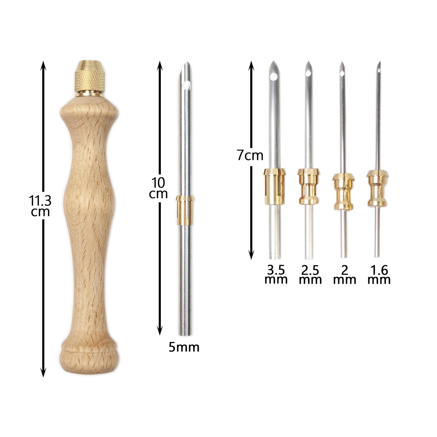 Lampstop Punch Needle Kit 1.6mm-2mm-2.5mm-3.5mm-5mm Metal Tubes Wooden Punch Needle Tool for Beginner Embroidery Floss Cross Stitching