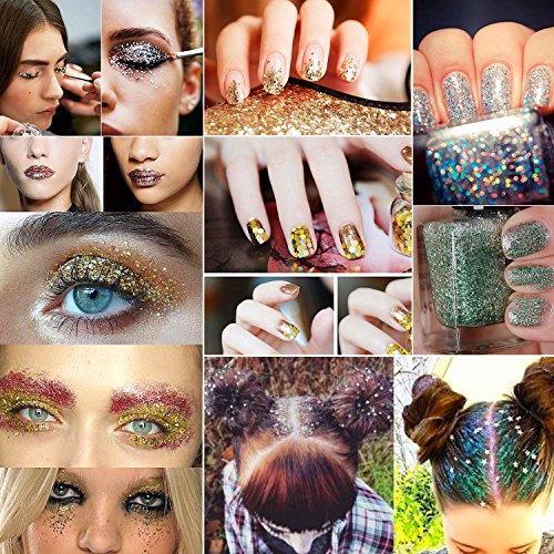 Allwon Body Glitter Cosmetic Makeup Eyeshaodw Glitters for Face Body Hair Nail Art,12pcs (Gold)
