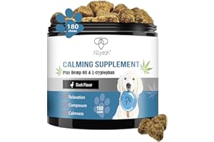 ALLYEAH Calming Chews for Dogs, 180 Chews Hemp Calming Treats Natural Ingredients, Helps with Dog Anxiety, Stress Relief， Separation, Barking, Thunderstorms