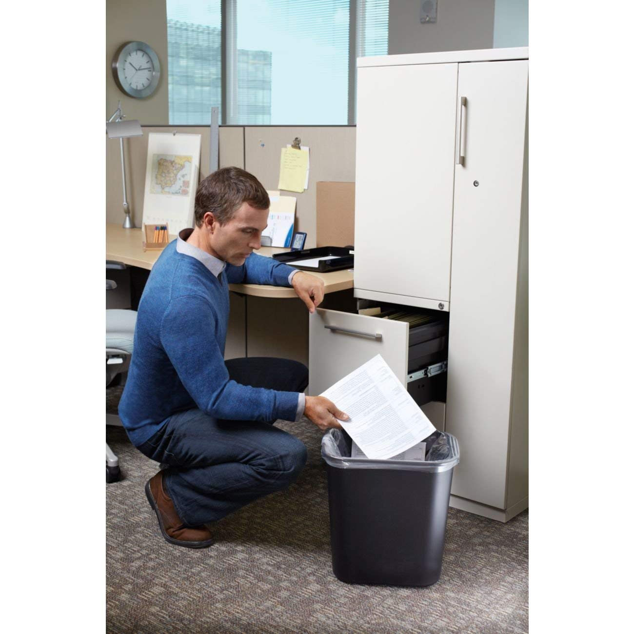Rubbermaid Commercial Products Plastic Resin Wastebasket Trash Can for Bedroom Bathroom, Office, 7 Gallon/28 Quart, Black (Pack of 4): Industrial & Scientific