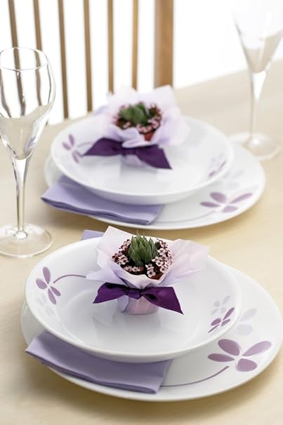 Corelle Asia Warm Pansies Dinner Set, 21-Pieces