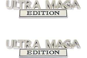ZCLZZRS 2 Pcs Ultra MAGA Edition Emblem,Ultra MAGA Car Decal 3D Raised Letters Bumper Funny Sticker,for All Kinds of Cars,Motorcycle,Body,Truck,RV,SUV,Door Decor (Silver Black)