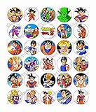 30 x Edible Cupcake Toppers – Dragon Ball Z Themed Collection of Edible Cake Decorations for Girls| Uncut Edible Prints on Wafer Sheet - BUY 2 GET 3RD FREE