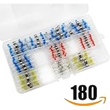 180 PCS Solder Seal Wire Connectors, Sopoby Heat Shrink Butt Kits Waterproof Terminals Electrical Copper with Case (60 Red 60 Blue 45 White 15 Yellow)